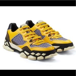 Jimmy Choo Diamond X Lace-up Low-Top Sneakers In Yellow